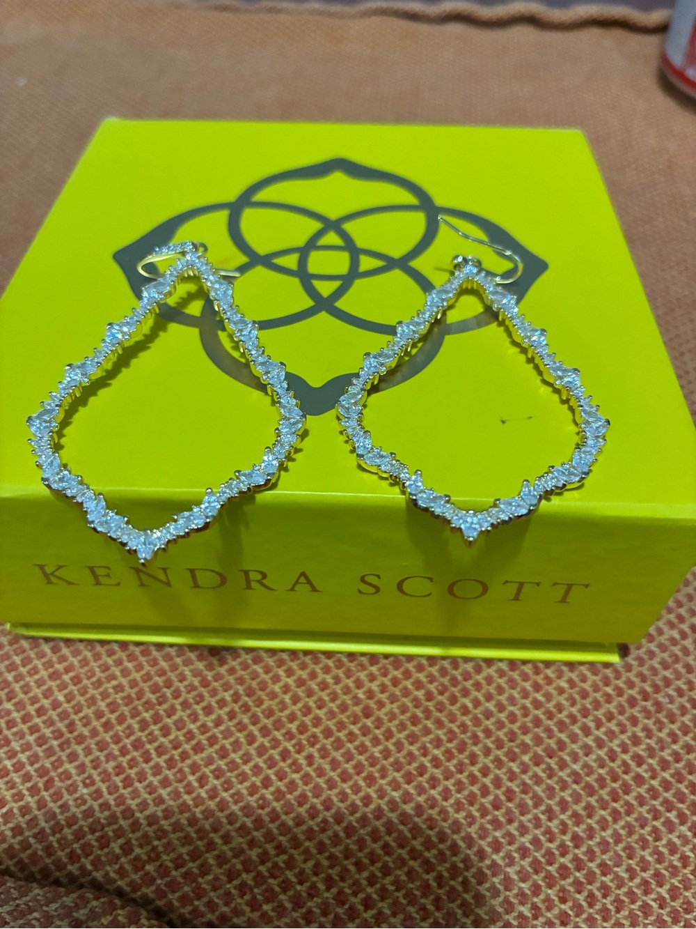 Kendra Scott Silver Crystal Open Teardrop Dangle Earrings